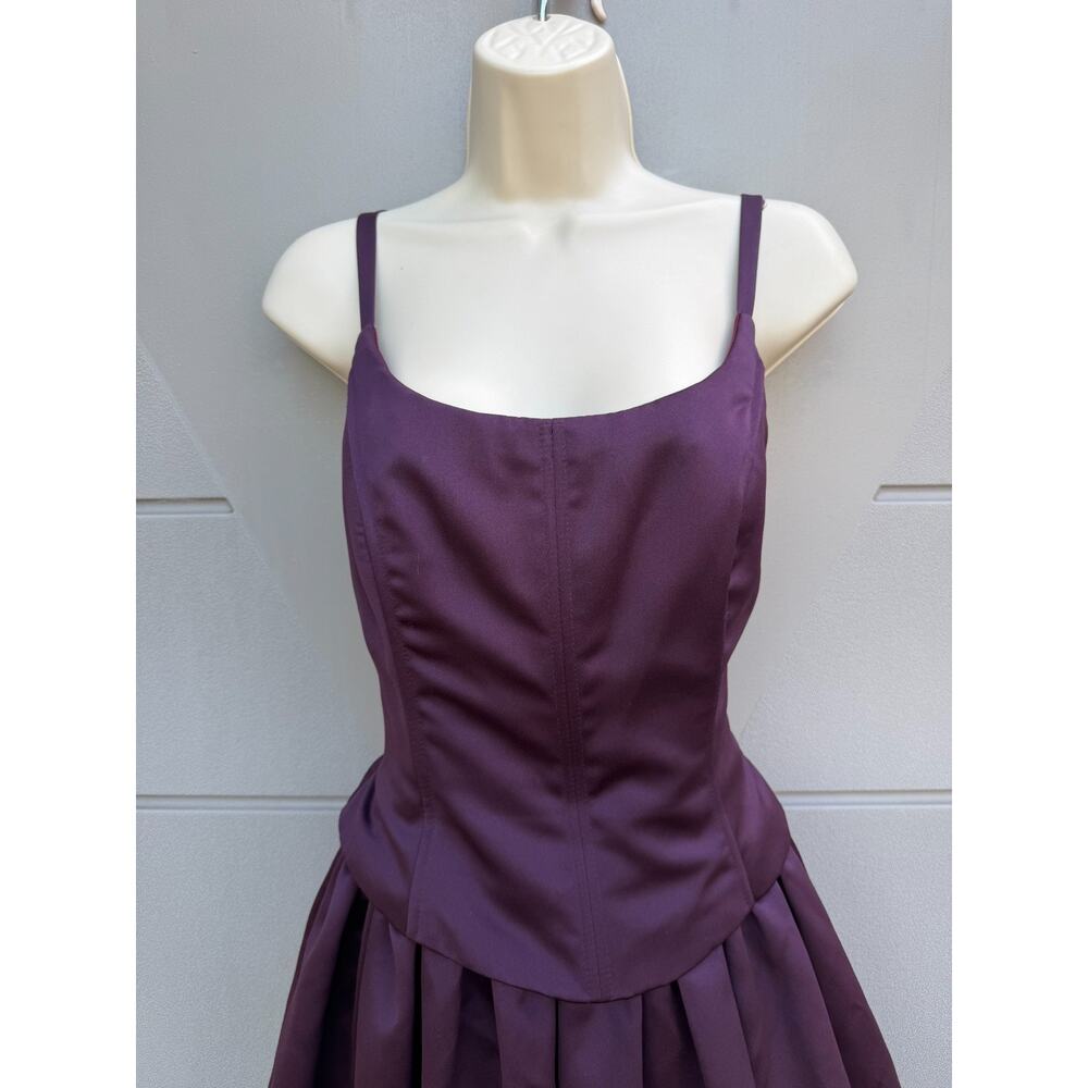 VTG Jessica McClintock Burgundy Satin Basque Waist Sz 12 Gothic Vamp Whimsigoth - Picture 4 of 12
